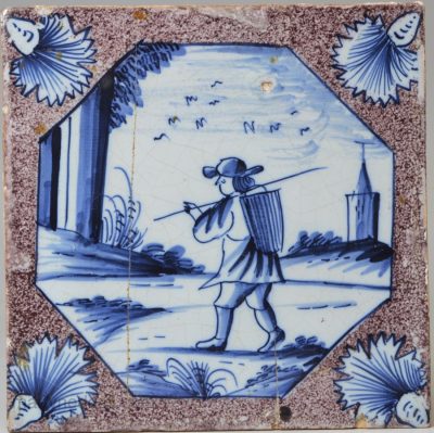 London delft tile, circa 1750