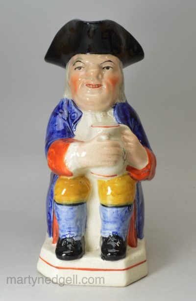 Staffordshire pottery Toby jug, circa 1870