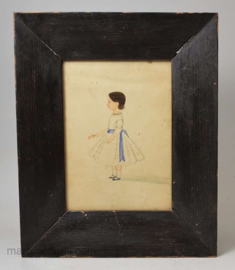 Naive watercolour of a young girl, circa 1830