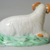 Pearlware pottery figure of a ram decorated with colours under the glaze, circa 1800