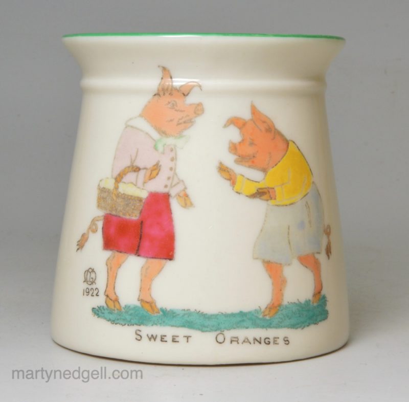 Child's porcelain mug 'SWEET ORANGES', circa 1922, W. Goss Pottery