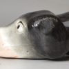 Staffordshire pottery hounds head stirrup cup, circa 1850