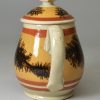 Mocha ware pearlware pottery mustard pot decorated with dendritic markings on mustard slip, circa 1830