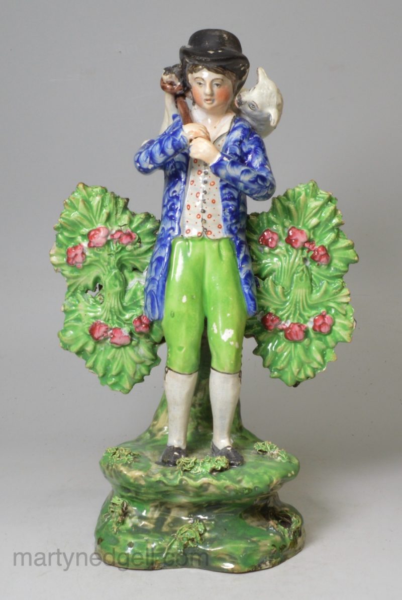 Staffordshire pearlware pottery bocage figure 'Lost Sheep Found', circa 1820