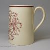 Creamware pottery mug decorated with a patriotic print in brick red, circa 1790