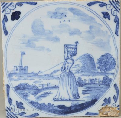 London delft tile, circa 1750