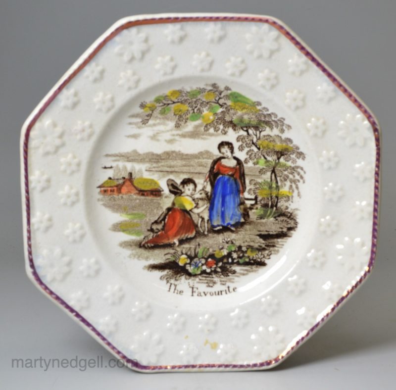 Pearlware pottery child's plate 'The Favorite', circa 1840