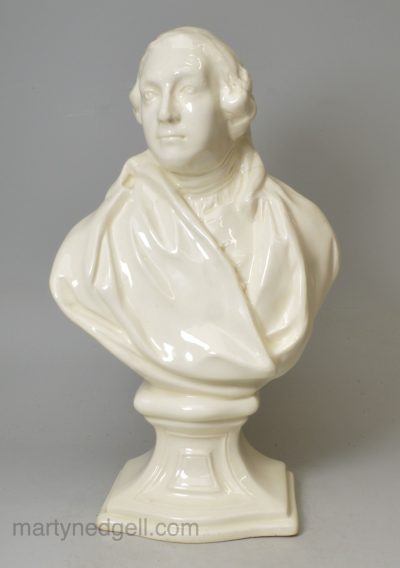 Creamware pottery bust of David Garrick, circa 1820