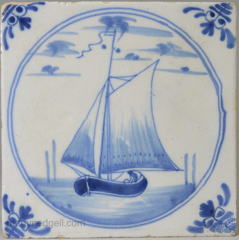 London delft tile decorated in blue, circa 1750