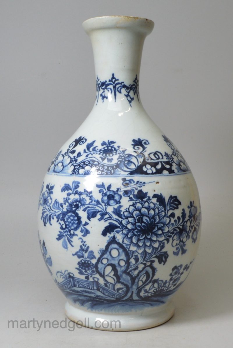 London delft water bottle, circa 1750
