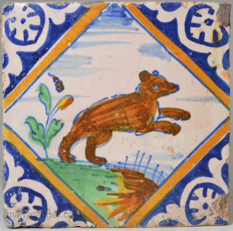 Dutch Delft floor tile, circa 1620