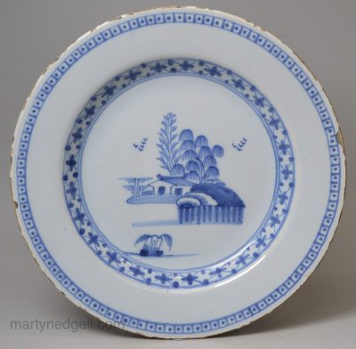 London delft plate, circa 1750
