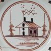 London delft polychrome pancake plate, circa 1740