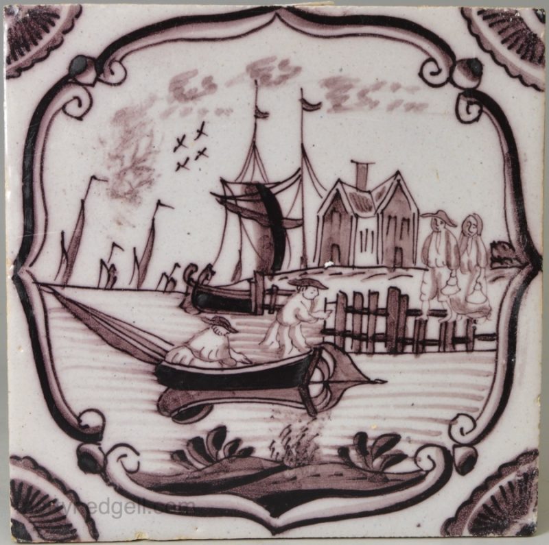Dutch Delft tile, circan 1750