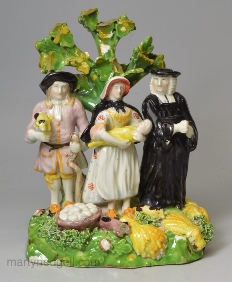 Staffordshire pearlware pottery group, 'The Tythe Pig', circa 1820