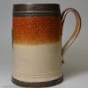 Fulham saltglaze stoneware mug with a glass bottom and silver crest, circa 1720
