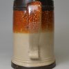 Fulham saltglaze stoneware mug with a glass bottom and silver crest, circa 1720