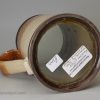 Fulham saltglaze stoneware mug with a glass bottom and silver crest, circa 1720
