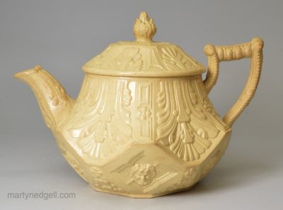 Wedgwood cane coloured stoneware teapot, circa 1820