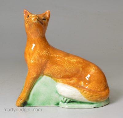 Prattware pottery model of a fox, circa 1800