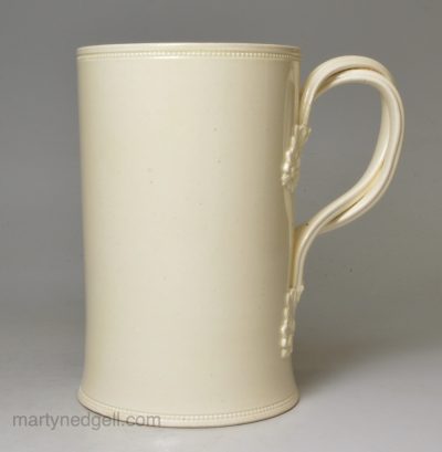 Creamware pottery mug, circa 1770, possibly Leeds Pottery