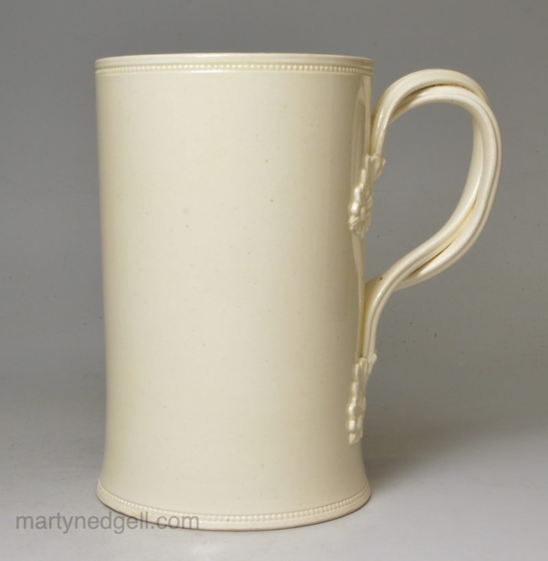 Creamware pottery mug, circa 1770, possibly Leeds Pottery