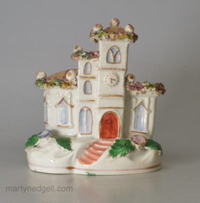 Staffordshire porcelain cottage pastille burner, circa 1840