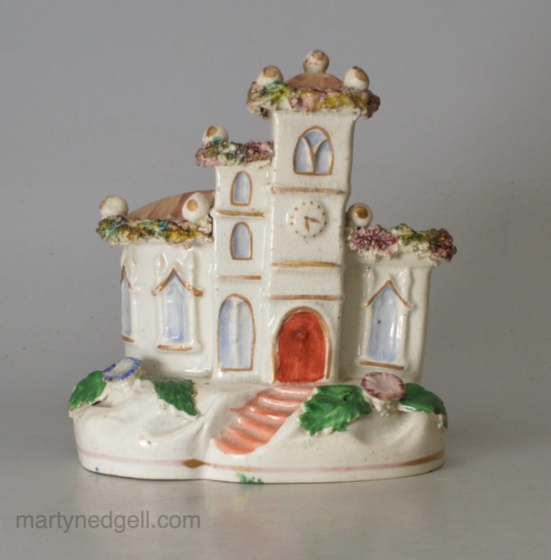 Staffordshire porcelain cottage pastille burner, circa 1840