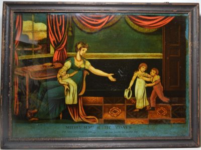 Reverse print on glass, circa 1810, 'SUMMER HOLIDAYS' published by W. B. Walker, London