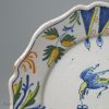 French tin glazed polychrome plate, circa 1780