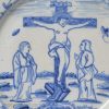Liverpool delft marriage plate painted with the crucifixion and dated 1749