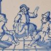 London delft biblical tile, Joseph interrelates the dreams of a butler and baker, circa 1740