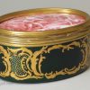French enamel table snuff box the lid painted with bacchanalian boys in pink, circa 1840