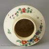 Creamware pottery tea canister decorated with overglaze enamels, circa 1780