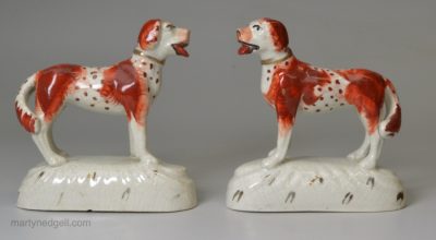 Pair of Staffordshire porcelain dogs, circa 1840