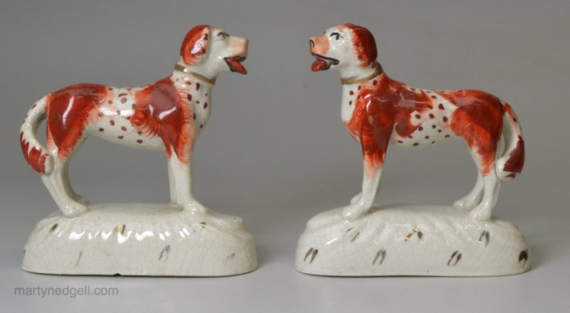 Pair of Staffordshire porcelain dogs, circa 1840