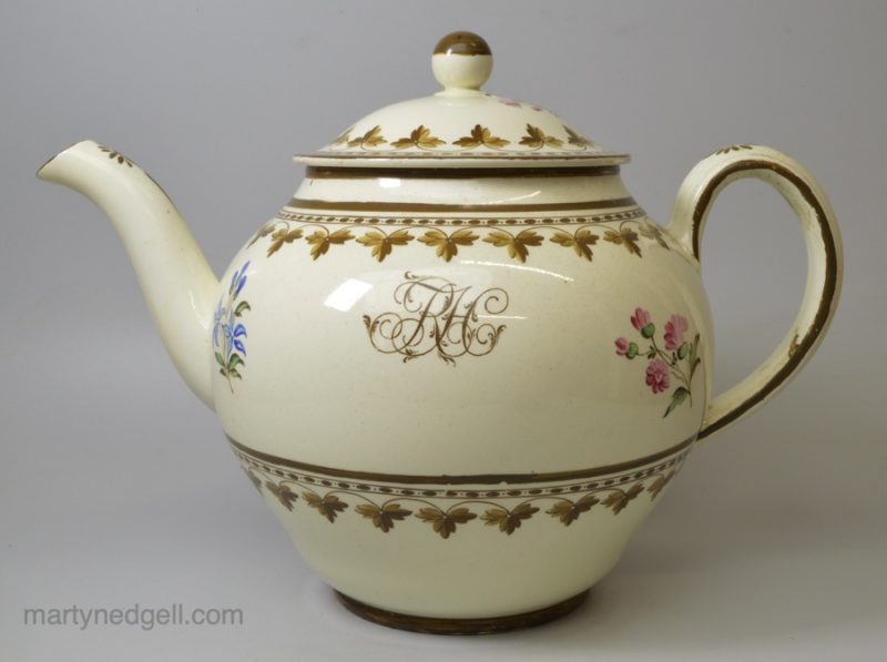 Large Wedgwood pottery punch pot, circa 1790, initials R.H.