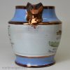 Copper lustre jug 'Hark to NUDGER', circa 1825