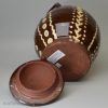 Mrs. Muir's redware slip decorated storage jar and cover dated 1849, Scottish