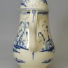 Creamware pottery coffee pot decorated in blue under the glaze, circa 1790