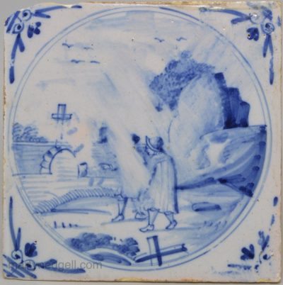 London delft tile, circa 1750