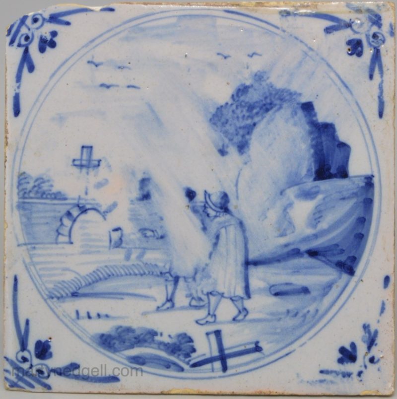 London delft tile, circa 1750