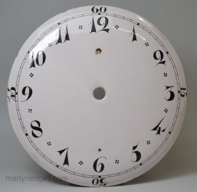French tin glaze clock face, circa 1780