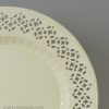 English creamware pottery plate with a pierced border, circa 1780