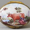 South Staffordshire enamel bonbonniére moulded as a cow, circa 1770