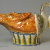Prattware pottery fox and goose sauce boat, circa 1800