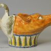 Prattware pottery fox and goose sauce boat, circa 1800