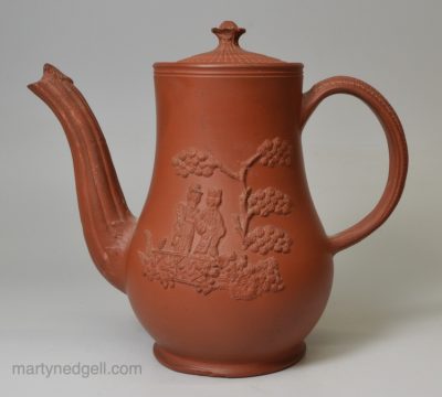 Small Staffordshire red stoneware coffee pot, circa 1760
