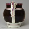 Pearlware pottery jug with pink lustre and brown slip decoration, circa 1820