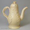 Creamware pottery coffee pot, circa 1770, possibly Cockpit Hill Pottery